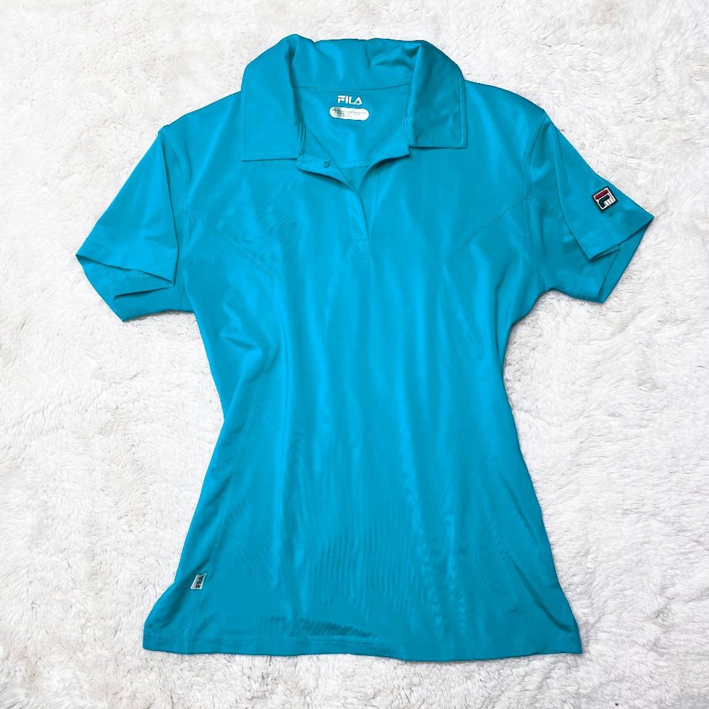 FILA Aqua Blue Short Sleeve Golf Polo | Small